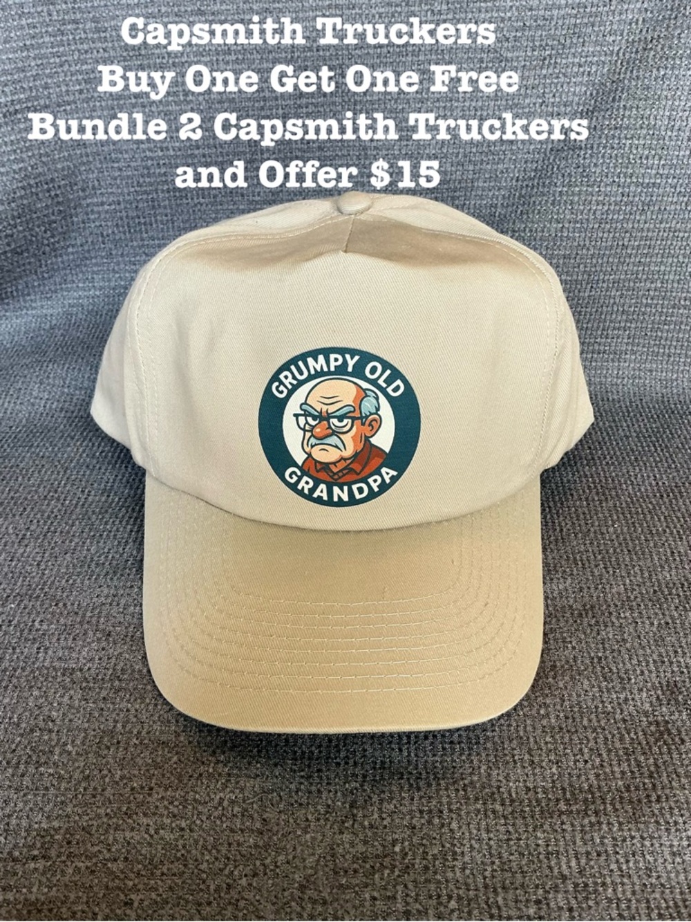 Capsmith Grumpy Old Grandpa Trucker Hat – Funny Grandpa Gift – Mesh Snapback Cap